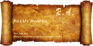 Reith Avarka névjegykártya